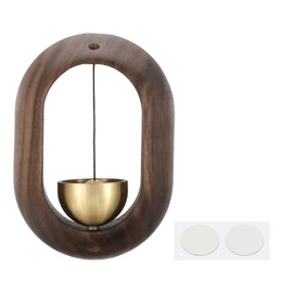 PATIKIL Shopkeepers Bell, Wood Door Chime Hanging Magnetic Door Bell Jingle Bells Animal Metal Doorbell with Self-Adhesive for Door Opening Business When Entering Decoration, Brown, Window