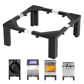 I'Ezonk Full size Heavy duty all steel Laundry Pedestal , 16" Height Washer and Dryer Pedestals, Adjustable Universal washing machine stand and Ice maker stand(Black)