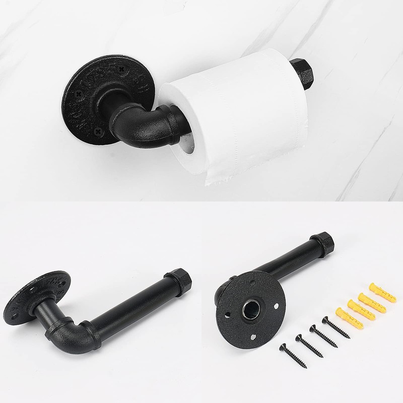 Jeasor 4-Pieces Industrial Pipe Bathroom Towel Ring Kit DIY Wall