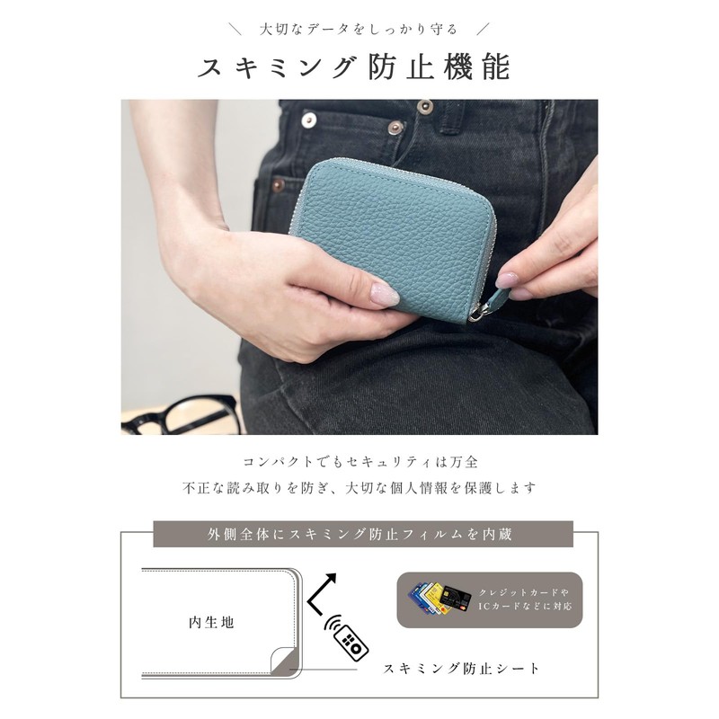 Giselle Card Case, Genuine Leather, Large Capacity, Compact, Bifold Wallet,