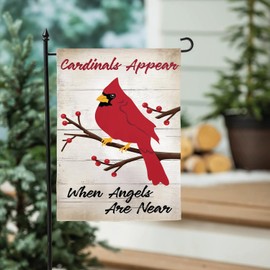 Evergreen Flag When Angels are Near Welcome Garden Flags 12x18 Double Sided, Small Garden Flags for Outside, Christmas Garden Flag, Winter Yard Flags Outdoor Decoration