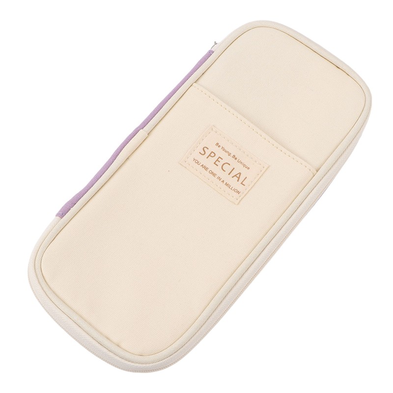 Large Pen Bag Simple Style Canvas Mesh Pockets Pen Slots