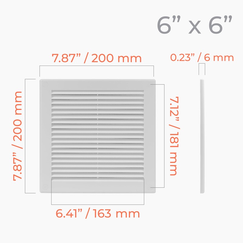 HVAC OV 8" x 8" (Outer Size) Square Air Vent