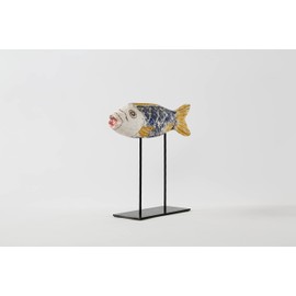 Artissance Lily's Living Wooden Carving Fish with Iron Stand, Medium, 11 Inch Tall, Multicolor