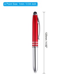 PATIKIL Ballpoint Pen with Stylus Tip and LED Flashlight, 2 Pack 3 in 1 Metal Pen Black Ink 1.0mm Medium Point Stylus Pen for Touch Screens, Red