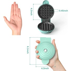 CROWNFUL Mini 4" Waffle Maker, Non-Stick Chaffle Maker with Recipe Guide for Breakfast