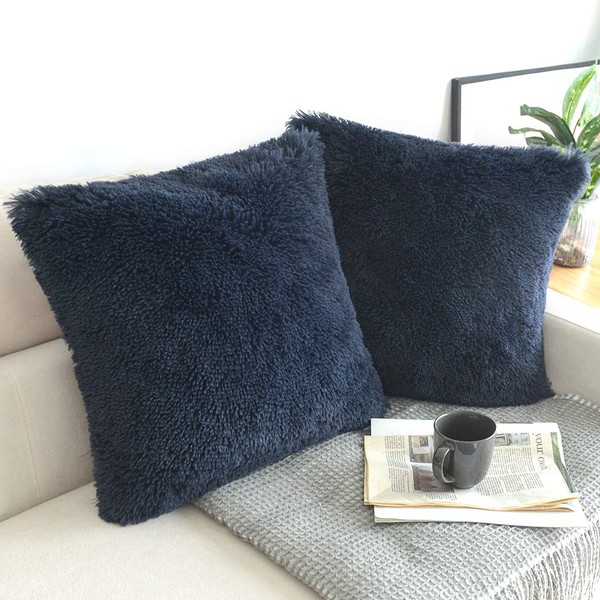 NordECO HOME Decorative Cushion Covers, Cuddly, Fluffy, Soft, Artificial Fur