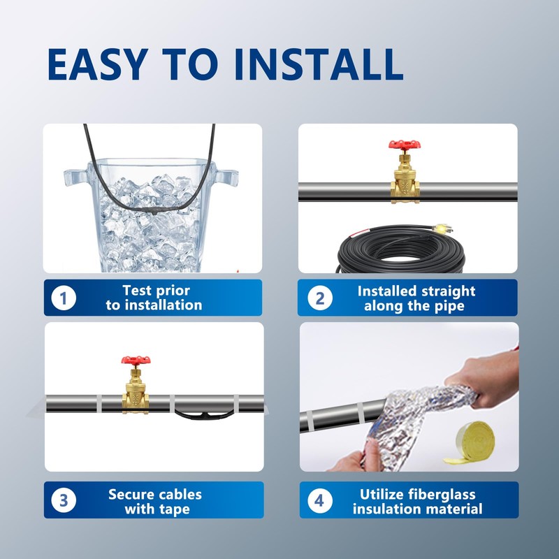 TOPDURE JHSD 15-feet Pipe Heating Cable Built-in Thermostat