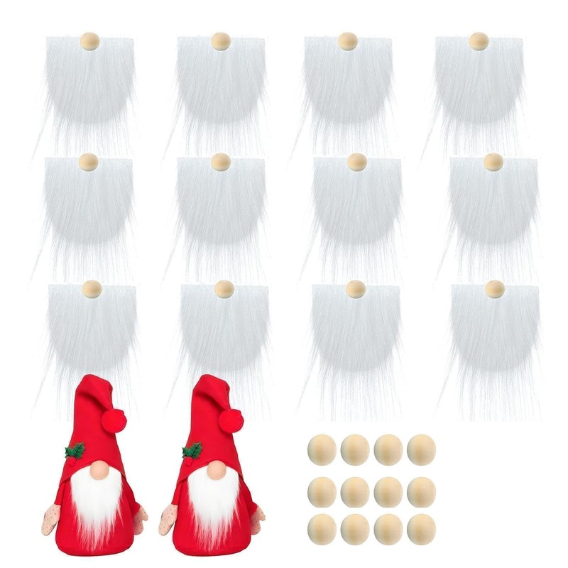 12pcs Pre Cut Gnome Beards for Easter Crafts,Faux Fur Fabric