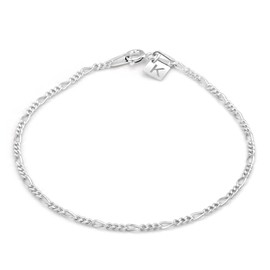 KEZEF Italian Sterling Silver 2mm Figaro Chain 9 Inch Bracelet Anklet