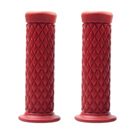 Motorcycle Hand Grips, Non Slip Rubber Bar for 7/8" 22mm/24mm Handles, Vintage Motorbike Thruster Grip, Handlebar for Hand Comfort, Universal for Motocross Scooter Dirt Bike, Open End (Wine Red)