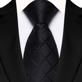 Ties for Men, NiaWa Solid Color Men's Regular Tie (Black Plaid)