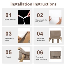 WdFour Classroom Door Curtains for Door Window, Thermal Insulated Noise Reducing Blackout Curtains for Glass Door Office (12W x 40L, 1 Panel, Mocha)