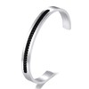BIYONGDE Men's Stainless Steel Cuff Bracelet with Black Chain Inlay,