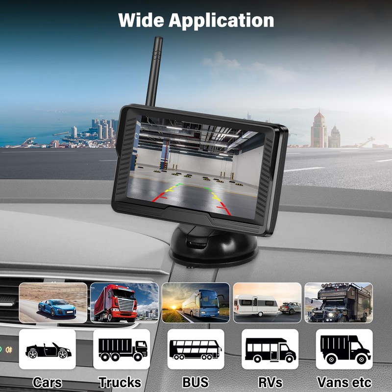 CAMECHO Wireless Rear View Camera Kit Night Vision Reversing Camera