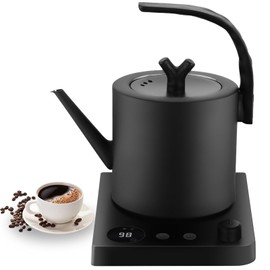 1.0L Gooseneck Electric Kettle with Temperature Control, 304 Stainless Steel Tea Kettle, Auto Shut-Off & 360° Smart Base, 800W Fast Boiling BPA-Free, Matte Black for Home/Office/Coffee/Tea