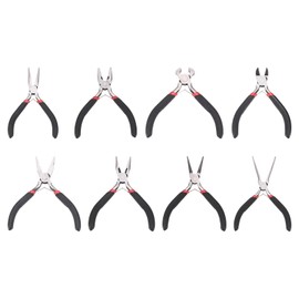 HARFINGTON 8pcs Jewelry Pliers Kits Jewelry Making Pliers Tool Needle/Round/End Cutter/Bent/Long/Flat Nose Pliers Wire Cutter & Diagonal Cutter for Beading Tool Hobby Craft