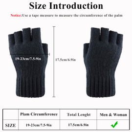 Beurlike Fingerless Gloves Half Finger Gloves for Men and Women Winter Warm Knitted Gloves Working Typing Running Biking Driving(Black)