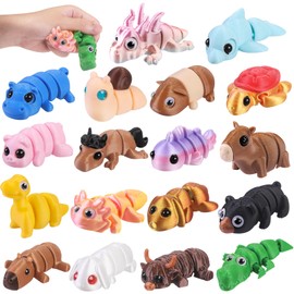XOYTN 18Pcs 3D Printed Animals，Colorful Movable Joint 3D Printed Animal Fidget Toy for Home Office Desk Decoration Toys
