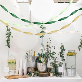 5 Rolls Green Brown Crepe Paper Streamers Party Decorations Crepe Paper Colourful Streamers for Wedding Anniversary Engagement Birthday Bridal Shower Baby Shower
