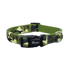 Olahibi Basic Dog Collar, Polyester Webbing Padded with Soft Neoprene, Camouflage Pattern, for Medium Dogs.(M, Camouflage)