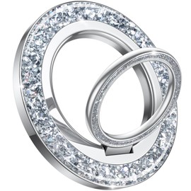 Lamicall Lamicall Magnetic Phone Ring for MagSafe Grip - 2025 [Super Magnet] Stylish Twinkle Ring Holder Stand with [Upgrade Gear Hinge], Mag Safe Accessory for iPhone 16 15 14 13 Pro Max Plus, Glitter Silver