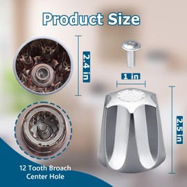 Shower Knobs 3 Piece Replacement Compatible with Price Pfister Verve 3 Handle Tub Shower Faucet, Hot and Cold Diverter Shower Knob Replacement, Chrome