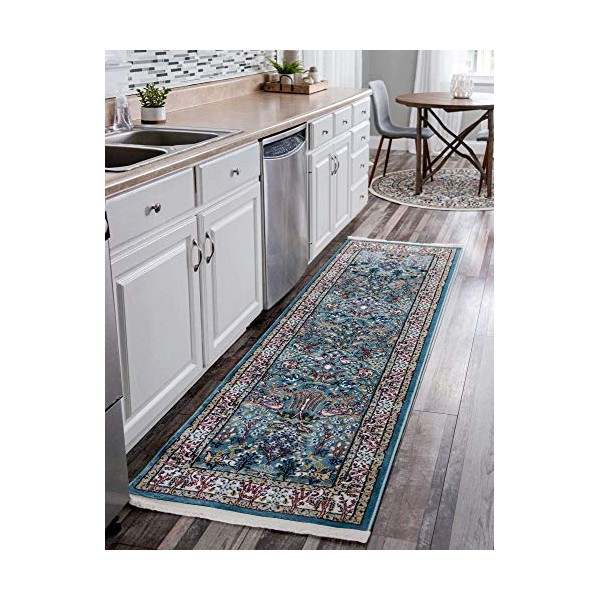 Unique Loom Narenj Collection Classic Traditional Hunting Scene Textured Blue