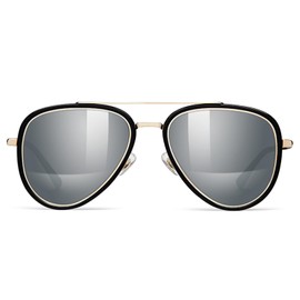 MOLSTA Classic Square Aviator Polarized Sunglasses Men Rectangular Sun Glasses Retro Pilot Shades Driving UV400 Protection (Silver, 55mm)