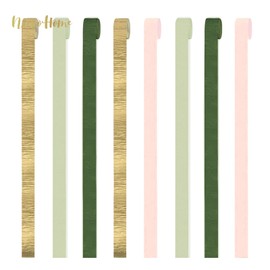 NICROHOME EUR Wedding Party Decorations 8 Rolls Crepe Paper Streamers Moss Sage Green Pink Boho Baby Shower Wedding Engagement Spring Party Birthday Party Supplies 24.9M