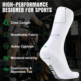 Souke Sports Cycling Crew Socks 3-Pack Bicycle Bike Socks Breathable Cushion Running For Men & Women One Size