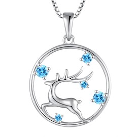 STARCHENIE Deer Necklace 925 Sterling Silver Cute Animal Pendant Reindeer Christmas Jewelry Gifts for Women
