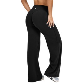 OQQ Yoga Pants Women High Waist Stretch Casual Soft Straight Leg Bottoms Black