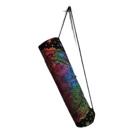 ICC - Bolsa para esterilla de yoga, bolsa de yoga para ejercicio, bolsa de almacenamiento multifuncional, correa ajustable con cierre completa, para mujer, bolsa de algodón indio con mandala hippie