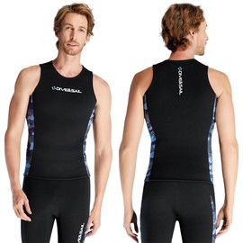 Skyone Wetsuit Top Vest Men Women 2MM 3MM, Neoprene Shirt Vest Wet Suit Jacket UV Protection, Thermal Sleeveless Diving Workout Top for Swimming Canoeing Surfing (2MM Men Black, Small)