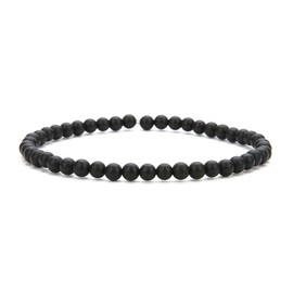BALIBALI 4MM Mini Gemstone Energy Bracelets Tiny Black Agate Bracelet Natural Stone Statement Bracelet Charm Beaded Couples Bracelets