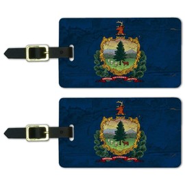 Rustic Vermont State Flag Distressed Luggage ID Tags Cards Set of 2