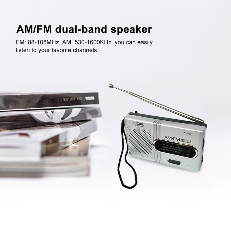 INDIN BC-R21 AM/FM Dual Band Radio Receiver Portable Player Built-in