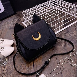 FZ FANTASTIC ZONE Moon Luna Cat Purses Pu Leather Gothic Purse Cosplay Moon Sailor Bag Handbags Shoulder Bags