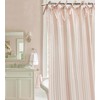 Pink Striped Shower Curtain Hookless Linen Blend Washable for Bathrooms