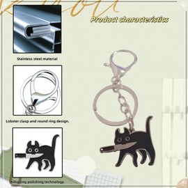 Cute Cat Keychain Small Gifts for Women Men Funny Keychain with Lobster Buckle, Black Cat Cool Stuff Key Chains Gifts for Cat Lovers, Cat Moms, Cat Dads, Teen Girls, Key Chains Women Cute for Bags