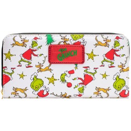 Mischievous Grinch Whoville Christmas Party Purse Clutch Coin Pocket & Card Holder, White