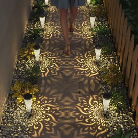 gardencave 6 Pack Solar Lights Outdoor Garden Decorative Solar Garden Lights with Warm Light Waterproof Solar Pathway Landscape Lights for Path Patio Backyard Walkway Yard Garden Decor (White, 6Pcs)