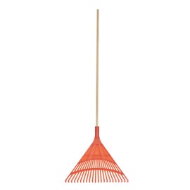 Garden Rake Leaf With Wood Handle - Durable Plastic Head 22 Tines Fall Lawn Rake, Collect Loose Debris Among Delicate Plants, Lawns and Yards. By Superio