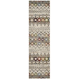 SAFAVIEH Amsterdam Collection AMS108K Moroccan Boho Non-Shedding Living Room Entryway Foyer Hallway Bedroom Runner, 2'3" x 8' , Ivory / Multi
