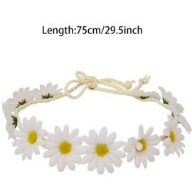 DKJEkdje 3 Pcs Daisy Flower Crown Headbands for Women, Flower Headband Sunflower Hippie Hair Accessories Flower Hair Bands for Bridal Headpiece Party Vacation Headwear