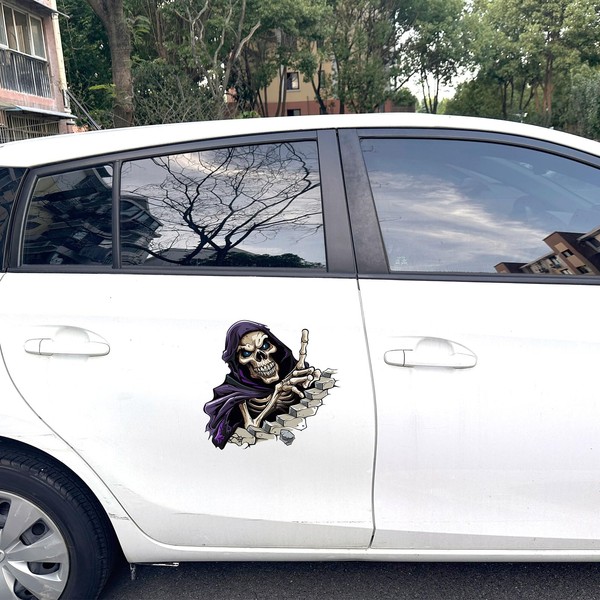 IOO6Z8SY Halloween Skull Sticker, Waterproof, UV-Resistant, Car Sticker for Smooth