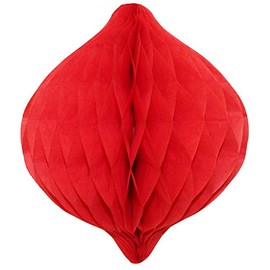 3-Pack 12 Inch Honeycomb Spinning Top Oval Ornament Decoration, Red