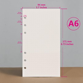 A6 Loose Leaf Refill Paper, 135 Sheets Dotted Planner Refills, 6-Ring Binder Compatible, 100GSM Insert Papers for Journals, Sketching, Eco-Friendly Planners, Vintage Writing & DIY Crafts