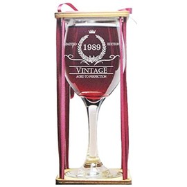 Orange Kat Vintage 1989 Stemmed Wine Glass with Charm and Presentation Packaging